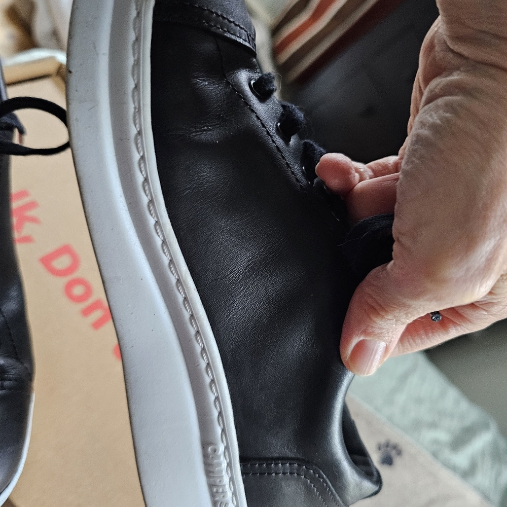 Camper Black Leather Lace-Up Sneakers with White Soles - Picture 10 of 14
